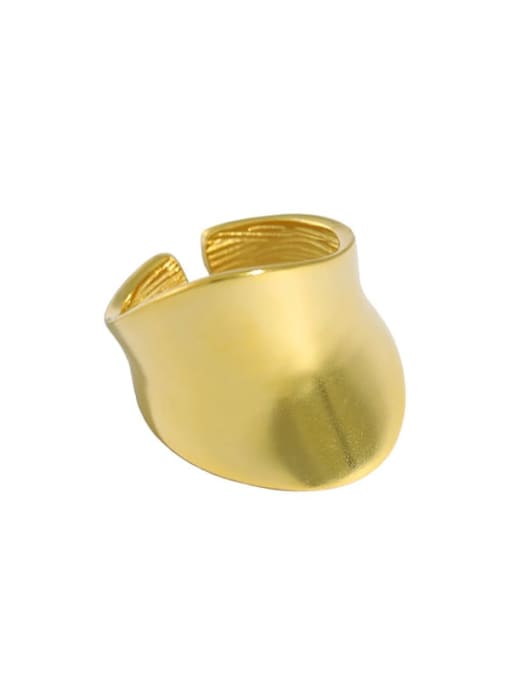 Gold [13 adjustable] 925 Sterling Silver Smooth Irregular Vintage Band Ring